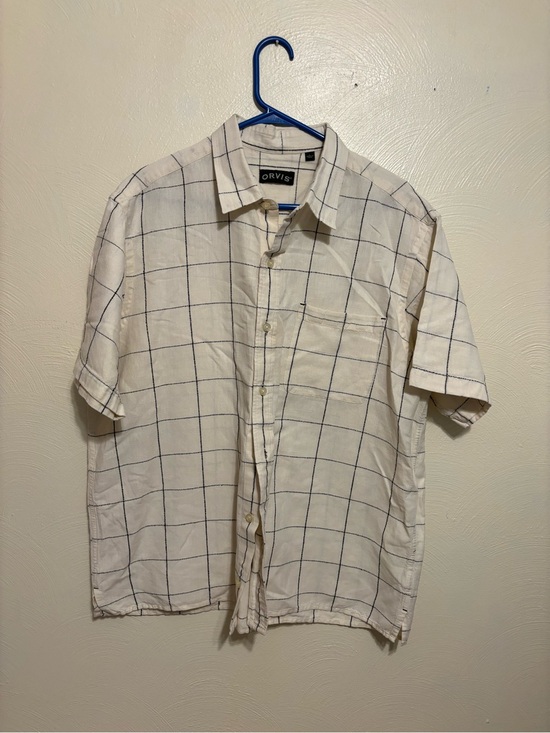 Orvis Other - Orvis Linen Cotton Windowpane Short Sleeve Button Shirt L